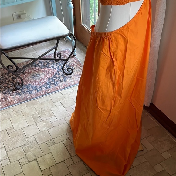 Topshop Cotton Poplar Maxi Orange Cutout Vacation Dress NWOT Medium - Picture 10 of 10